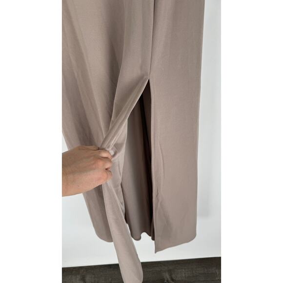 Birdy Grey Shamin Maxi Dress Crepe Womens Small Taupe Bridesmaid New - Picture 5 of 10